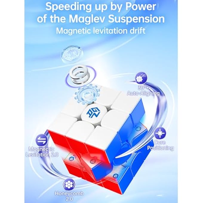 GAN 356 MAGLEV UV COATED 3X3 SPEEDCUBE MAGNETIC STICKERLESS RUBIK'S CUBE, MAGIC CUBE, SCREEN FREE BRAIN TEASER GAME, MENTAL FITNESS, IQ PUZZLE, STRESS RELIEF, TRAVEL TOY GIFT FOR KIDS ADULTS - Image 3